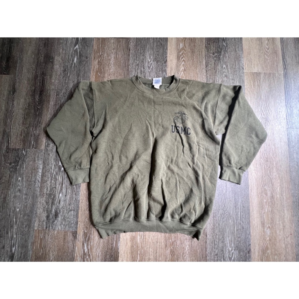 USMC‎ Sweatshirt Mens Medium Green Crewneck Pullover Military Logo 480